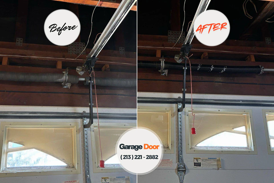 Before and after: garage door repair Sebewaing, MI